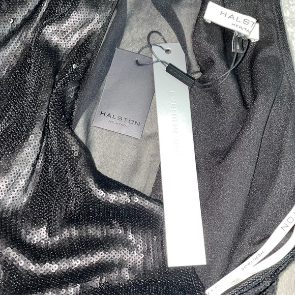 NWT Halston Heritage Black Sequin Party Mini Dress Mesh Back LBD Sparkle Sz 4 - Picture 10 of 14